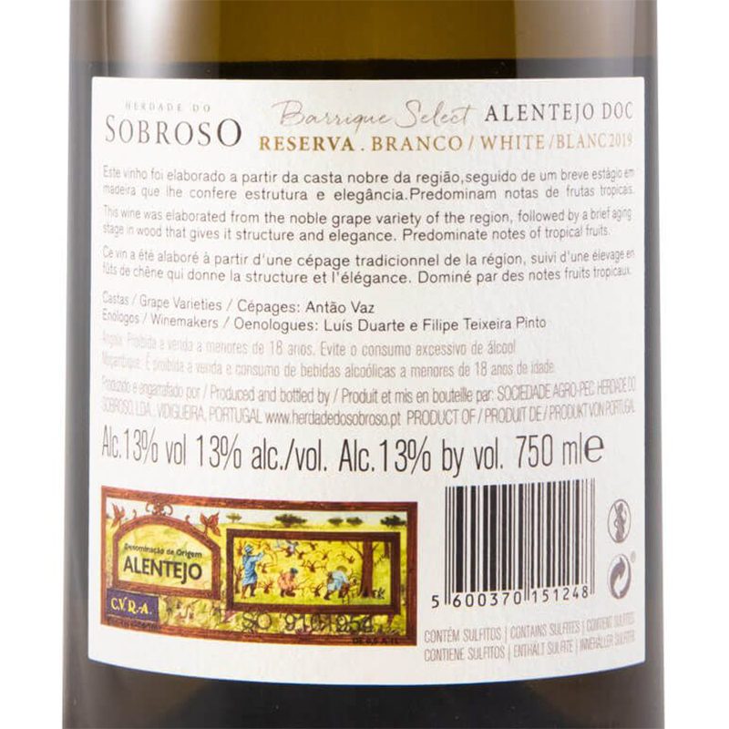 Herdade do Sobroso Reserva Barrique Select Branco - Image 2